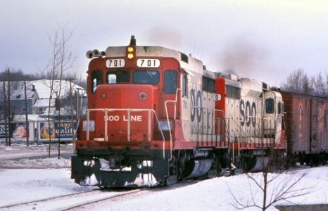 Soo Line freight at Hubbell, MI